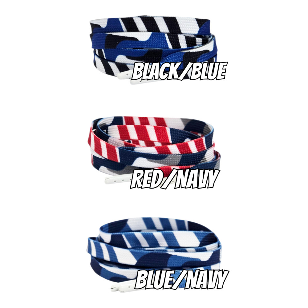 Stripe & Camo Flat Shoelaces-For Jordan 1 True Blue -For AJ1-